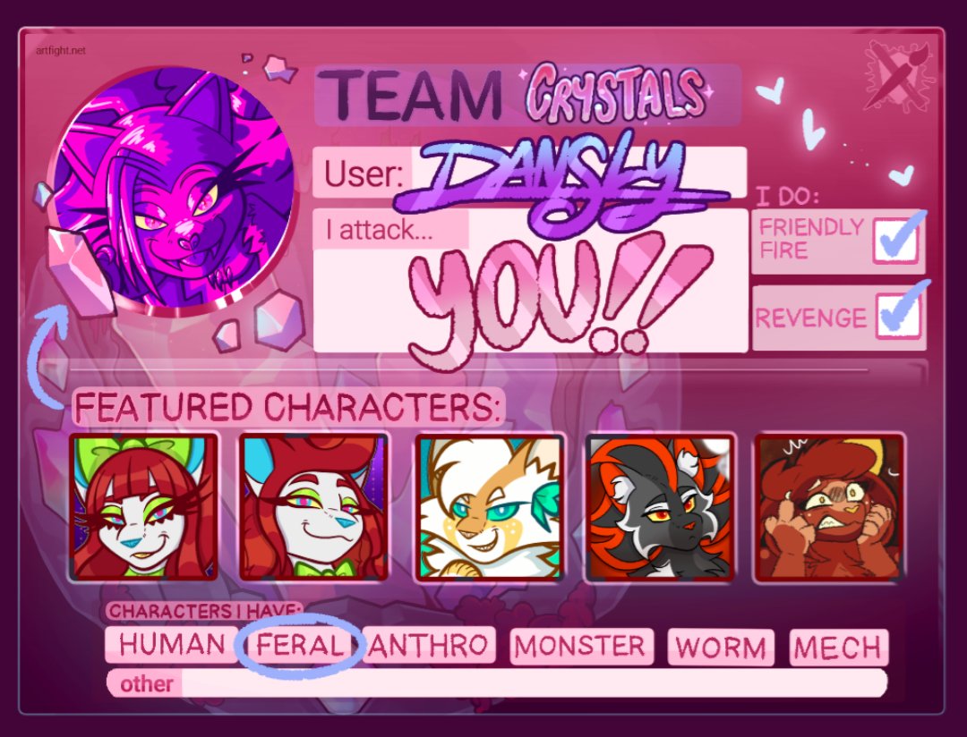 _DanSly_'s tweet image. Here&apos;s my ✨fancy✨ card
artfight.net/~DanSly