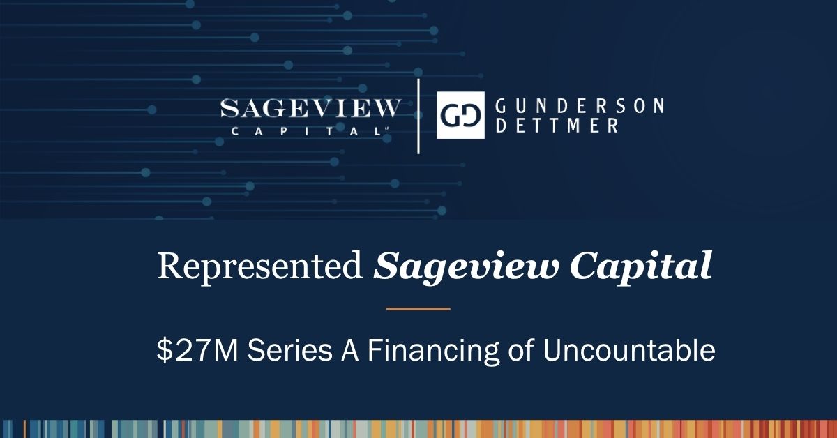 .<a href="/GundersonLaw/">Gunderson Dettmer</a> represented client Sageview Capital, which led the $27 million Series A of <a href="/uncountable_inc/">Uncountable Inc.</a>, a leading platform for digital transformation in industrial research and development. Congratulations!
bit.ly/4ndENBy
#AI #ResearchAndDev #EarlyStage