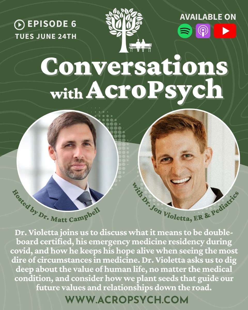 acropsychPC's tweet photo. 🚨 New Episode  🧠
Join our discussion with ER physician Dr. Jon Violetta about what happens when mental health, substance use, and crisis care collide. 
⠀
🎧  Subscribe on Youtube now
#EmergencyPsychiatry #MentalHealthCrisis #ERMedicine #AddictionRecovery https://t.co/iSLxlsEQXF