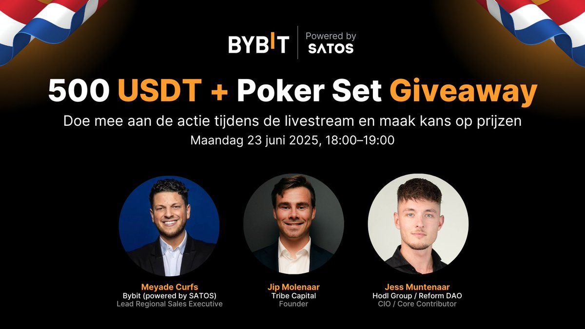 Bybit powered by SATOS (@bybitxsatos) on Twitter photo 🎁 500 USDT + Poker Set Giveaway – Livestream Special
We zijn live met Nederlandse crypto traders om te praten over de markt, macrotrends en strategieën voor de rest van 2025.
🎙️ Host: <a href="/MeyadeCurfs/">Meyade Curfs</a> (<a href="/Bybit_Official/">Bybit</a>)
💬 Gasten:
<a href="/tradingjip/">Jip Molenaar</a> (<a href="/TribeCapital_/">Tribe Capital</a>)
Jess Muntenaar 🎁 500 USDT + Poker Set Giveaway – Livestream Special
We zijn live met Nederlandse crypto traders om te praten over de markt, macrotrends en strategieën voor de rest van 2025.
🎙️ Host: <a href="/MeyadeCurfs/">Meyade Curfs</a> (<a href="/Bybit_Official/">Bybit</a>)
💬 Gasten:
<a href="/tradingjip/">Jip Molenaar</a> (<a href="/TribeCapital_/">Tribe Capital</a>)
Jess Muntenaar