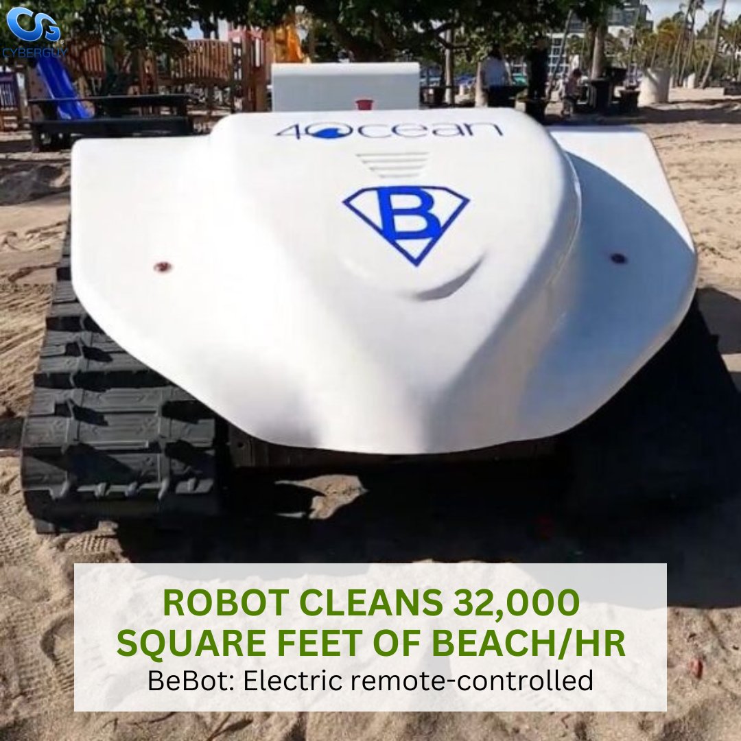 cyberguy's tweet photo. BeBot is the electric beach hero cleaning up plastic and debris with speed and smarts, making our shores greener and cleaner 🌊🤖
Learn more here: https://t.co/9RdCfOxPNM
#BeBot #BeachCleanup #GreenTech #EcoRobot #CleanBeaches #CyberGuy https://t.co/gw1cIfX4Ke