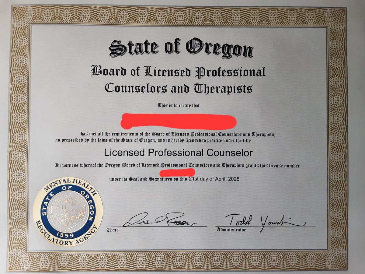 Finally got my therapy license! It's been 3000 years!