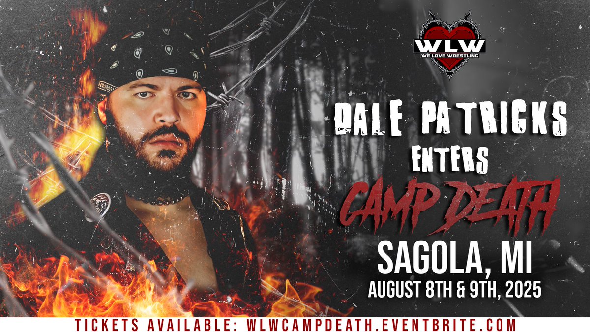 welovewr3stling's tweet image. ALREADY ANNOUNCED FOR #WLWCampDeath
@theakiraway
Lil Sicko
@BloodyMickie
@DalePatricks
August 8th & 9th we present a weekend filled with fun, blood & violence! Join us in Sagola, MI for CAMP DEATH
🎟️ : WLWCampDeath.eventbrite.com
LIMITED Camping passes remain!
#WeLoveWrestling