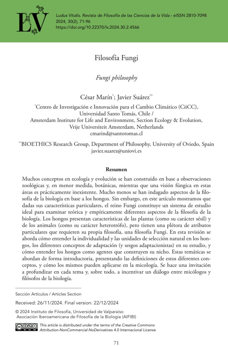Dr. César Marín (@cesarmarin203) on Twitter photo Lately I enjoy a lot to write “night science”, which is creative, disruptive, & interdisciplinary.
Here some recent examples in <a href="/NewPhyt/">New Phytologist</a>, #Evolution & #LudusVitalis on units of selection, hyphosphere, fungal philosophy, & (against) gene-centric views.
cesar-marin.com/publications/ Lately I enjoy a lot to write “night science”, which is creative, disruptive, & interdisciplinary.
Here some recent examples in <a href="/NewPhyt/">New Phytologist</a>, #Evolution & #LudusVitalis on units of selection, hyphosphere, fungal philosophy, & (against) gene-centric views.
cesar-marin.com/publications/