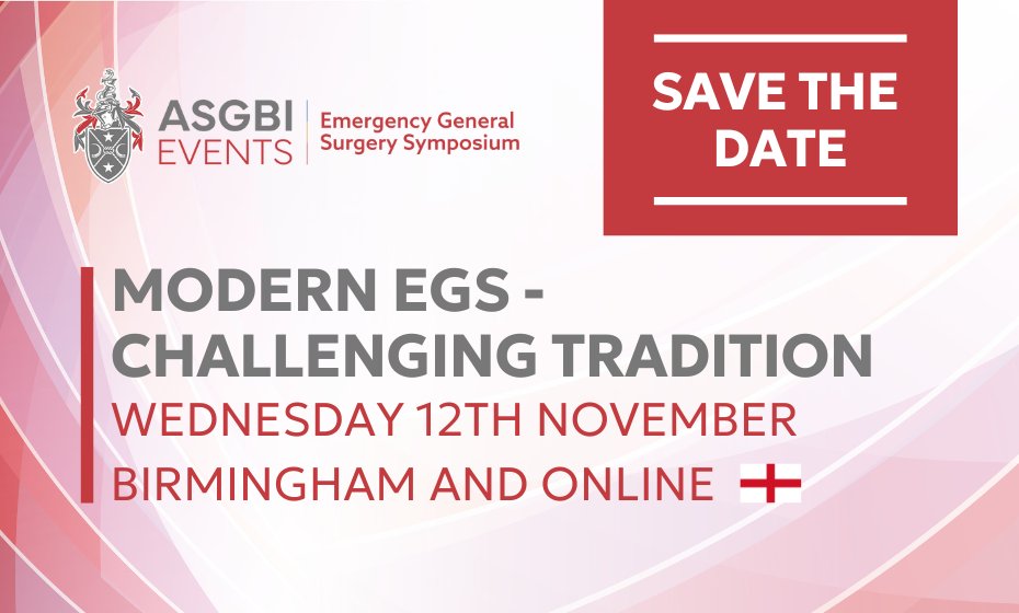 SAVE THE DATE!  Our EGS Symposium 2025 will take place on 12th November at Austin Court, Birmingham and online.  Registration and abstract submission will open at the start of July.  Make sure to get the date in your diary - for surgeons involved in the delivery of emergency
