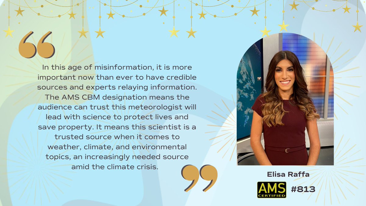 The AMS Certified Broadcast Meteorologist Program has certified 1000 CBMs, all of whom have earned the respect of their peers by meeting established criteria for scientific competence and effective communication skills in their weather presentations ⭐

#CBMCelebration #AMSCBM