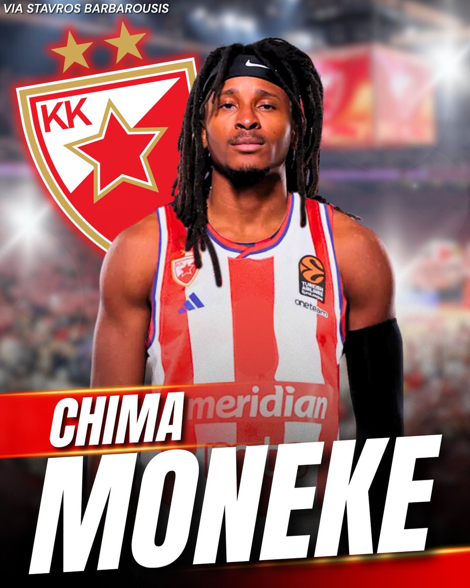 Eurohoopsnet's tweet photo. 🚨🇷🇸 Chima Moneke is set to move to Crvena Zvezda on a two-year deal https://t.co/wrwY6qFTCH