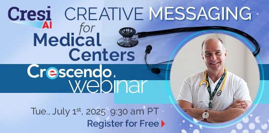 Cresi AI Creative Messaging for Medical Centers
On July 1st, 2025 at 9:30 a.m. PT learn how Cresi AI is used to create messaging that is powerful in motivating your donors to make major gifts. 
Register Today: events.zoom.us/ev/AiBe6bBiljW…