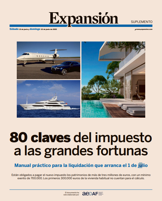 AEDAF's tweet photo. 📢El próximo 1 de julio comienza el plazo de presentación del Impuesto temporal de Solidaridad de las Grandes Fortunas. 

💡#AEDAF ha elaborado en @expansioncom, un manual práctico en 80 claves para la liquidación de este impuesto 👇
https://t.co/TeXpFiodhU

#modelo718 https://t.co/YegBmSczhp
