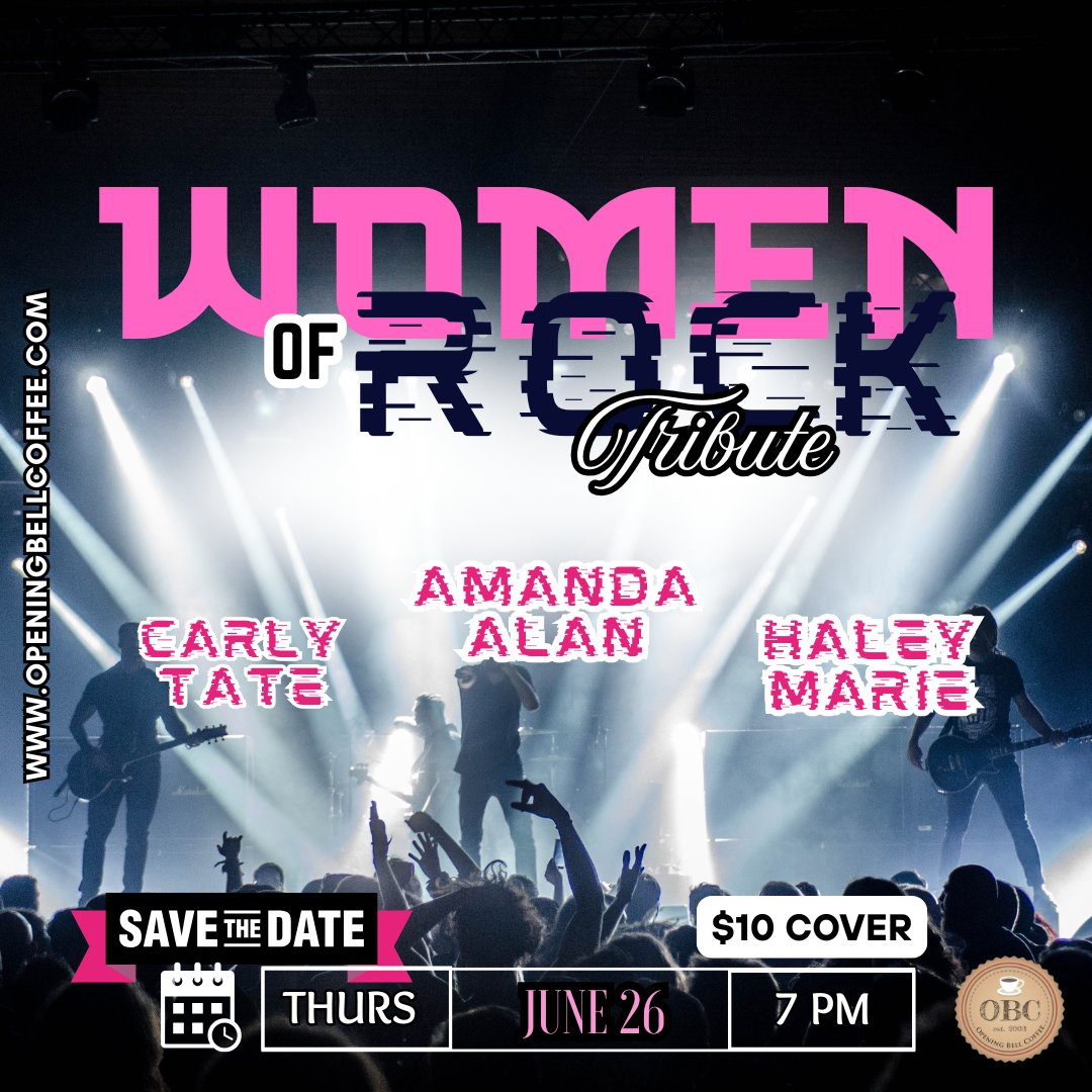Join Carly Tate, Amanda Alan, &amp; Haley Marie pay tribute to the legendary women of  ROCK music!!

Thursday June 26th, 7 PM
openingbellcoffee.com/events/women-o…