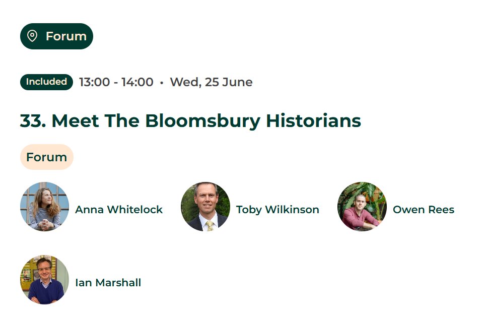 Ian Marshall (@ianplayfair) on Twitter photo While we're on the subject of history talks, I'm speaking to three brilliant <a href="/BloomsburyBooks/">Bloomsbury Books UK</a> authors at <a href="/ChalkeFestival/">Chalke History Festival</a>: <a href="/reeshistory/">Dr Owen Rees</a>, <a href="/AnnaWhitelock/">Prof Anna Whitelock</a> & Toby Wilkinson to find out more about how they write great history books. While we're on the subject of history talks, I'm speaking to three brilliant <a href="/BloomsburyBooks/">Bloomsbury Books UK</a> authors at <a href="/ChalkeFestival/">Chalke History Festival</a>: <a href="/reeshistory/">Dr Owen Rees</a>, <a href="/AnnaWhitelock/">Prof Anna Whitelock</a> & Toby Wilkinson to find out more about how they write great history books.