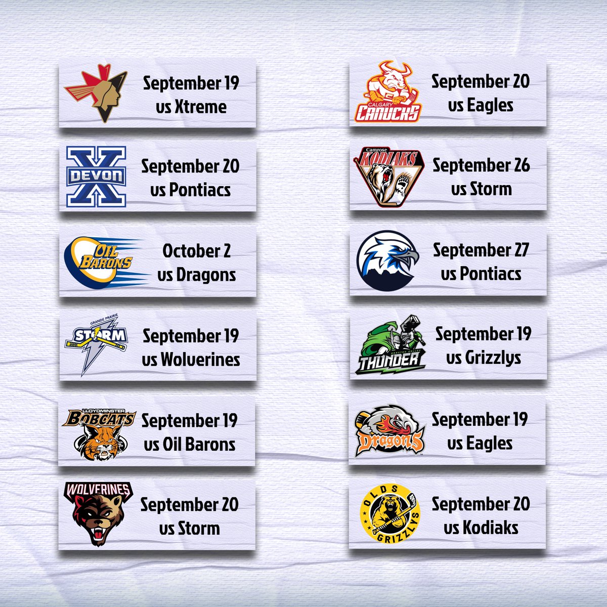 TheAJHL (@theajhl) on Twitter photo The 2025-26 AJHL Season starts September 19th! Check out your favourite team's home opener👇and watch for the full League Schedule on June 25th! #AJHL The 2025-26 AJHL Season starts September 19th! Check out your favourite team's home opener👇and watch for the full League Schedule on June 25th! #AJHL