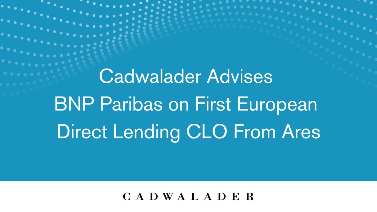 Congratulations to our client BNP Paribas and to Ares Management Corporation for the pricing of Ares European Direct Lending CLO 1, the inaugural European direct lending CLO from Ares and the first publicly rated UK middle-market CLO.

Learn more here: bit.ly/40kfqnE
