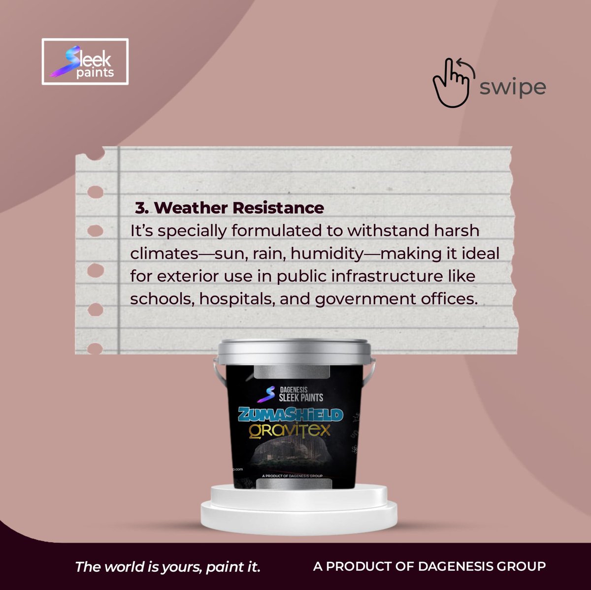 SleekPaint's tweet photo. Have you tried our ZUMA SHIELD GRAVITEX?

Designed for all lifestyles 🤩

📌Long lasting protection 
📌Excellent adhesion and coverage
📌Weather resistance 

Simply the BEST for your exteriors 🔥

#sleek #sleekpainting #paint #painting #theworldisyours #paintit #newweek #gravitex https://t.co/pXSHZUsj3Z