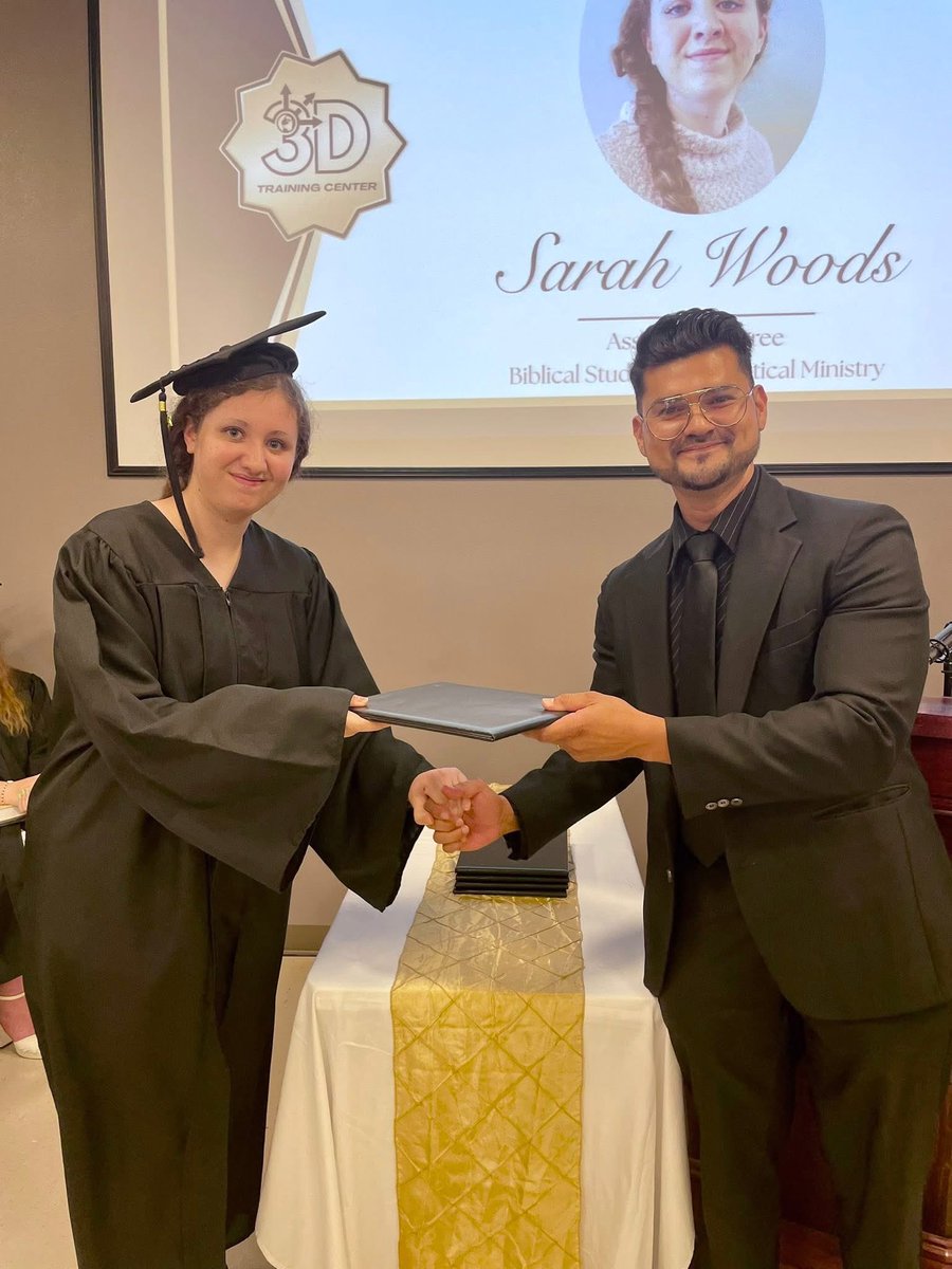 My daughter, getting her associates in biblical studies from her 3DTC program yesterday evening.