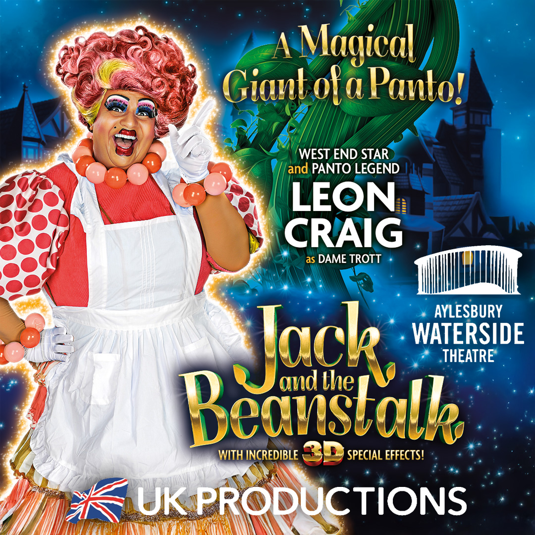 🎭 A giant of a panto is coming to Aylesbury!

Hold onto your hats - or wigs! Dame Trott (Leon Craig) is bringing all the sass and sparkle to Jack and the Beanstalk at Waterside Theatre.

With magic and 3D effects, it’s a Christmas treat for all!
