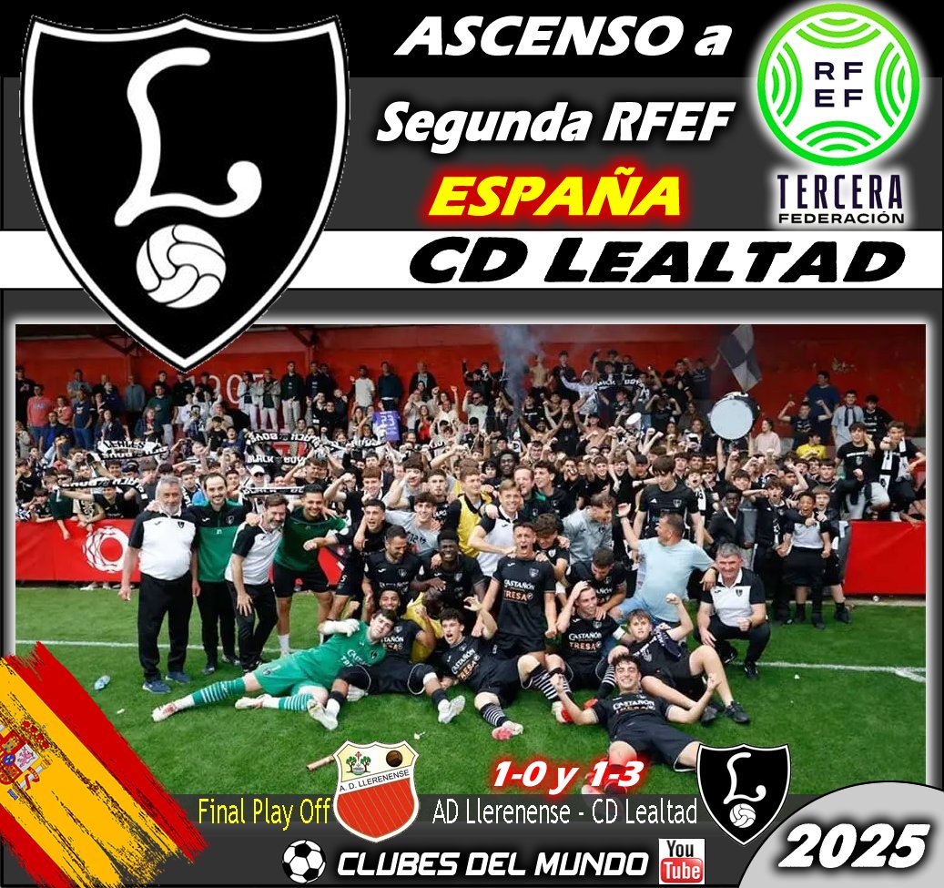 ClubsDelMundo's tweet photo. Tras 4 Temporadas consecutivas en 3ª RFEF, el CD LEALTAD logra subir a la SEGUNDA FEDERACIÓN ESPAÑOLA. Enhorabuena al conjunto Asturiano. #CDLealtad #Villaviciosa #Asturias #OrgulloLeal #SegundaRFEF #SegundaFederacion #TerceraFederacion #TerceraRFEF #RFEF2 #RFEF3 @CDLealtad https://t.co/LxCqgPSXhH