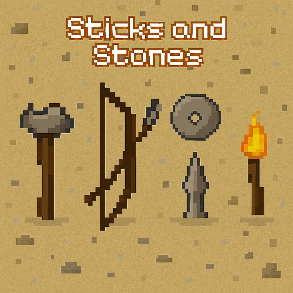 SticksAndStonns's tweet photo. Wage pixelated primal war with sticks and stones — the original weapons of battle! 🪓🏹🔥🪨⚔️ https://t.co/A2KbztXA58