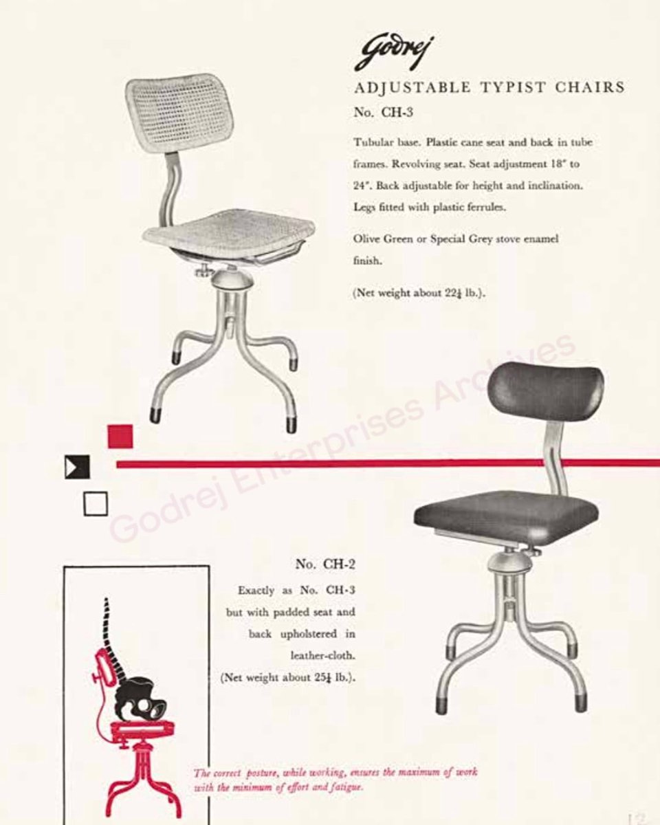 On #worldtypewriterday, we not only honour the machine that transformed how we wrote but also to the humble seat that supported countless hours of typing: the Godrej typist chair! A quiet yet clever companion to the typewriter, custom-designed to ease the…instagram.com/p/DLPz0IWNLhr/…