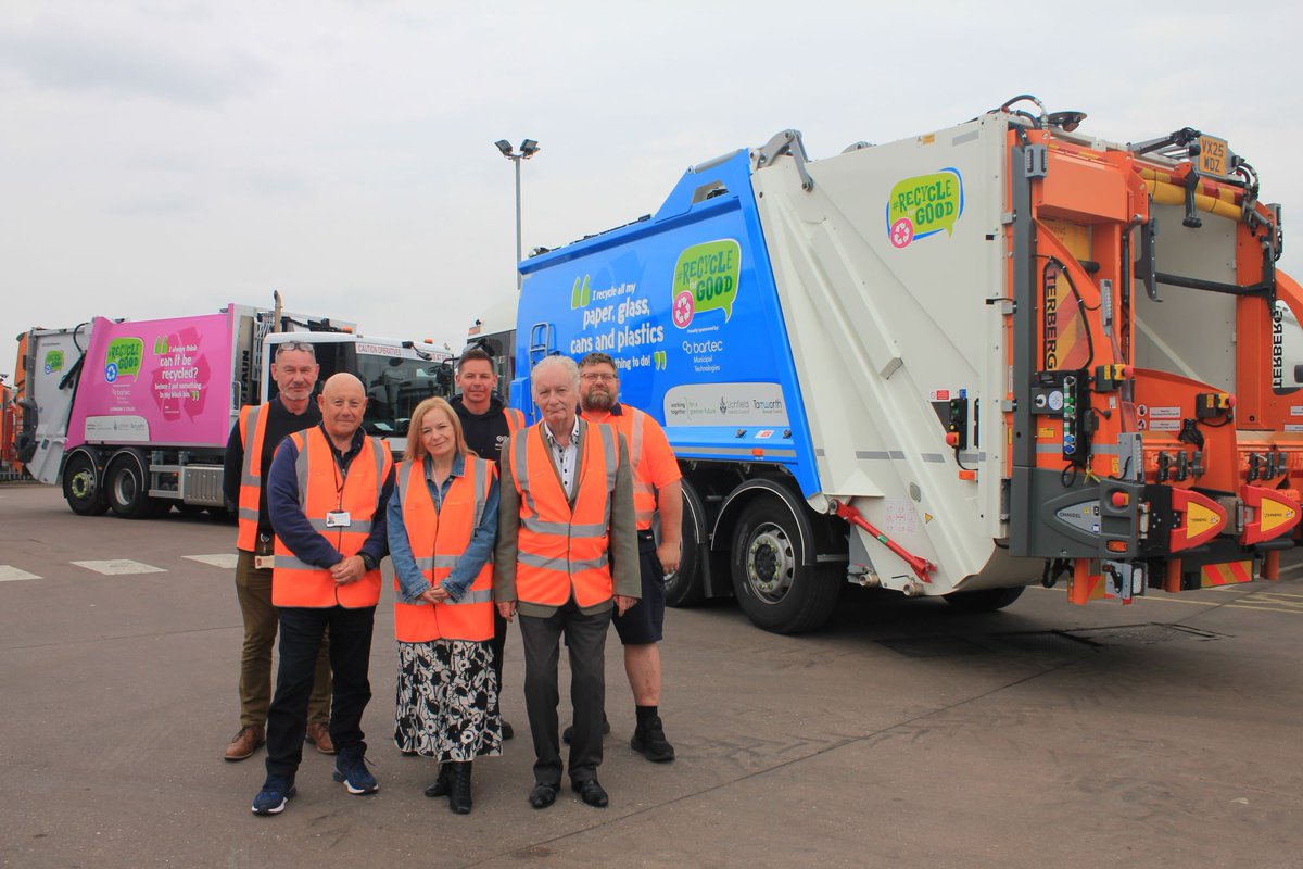 🚛♻️ New bin trucks are on the move..

We’ve launched 26 modern, eco-friendly vehicles to improve collections &amp; boost recycling 

Two trucks now feature bold Recycle for Good livery – with more to come!
💬 Sponsor a vehicle: communications@lichfielddc.gov.uk