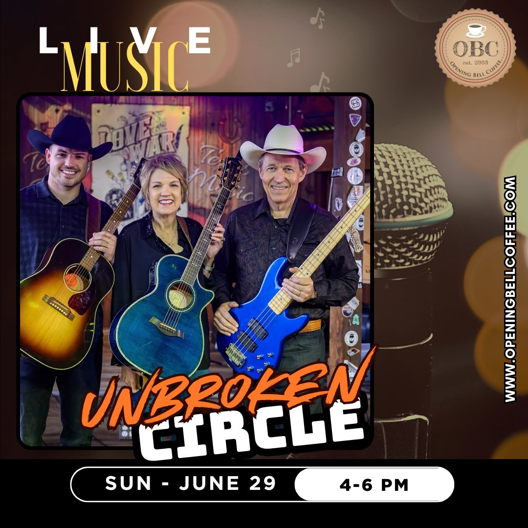 BACK BY POPULAR DEMAND....UNBROKEN CIRCLE!!  Join us for a feel-good nostalgic journey through the classics of country country music!  Everyone leaves happy from this show!  Free!!