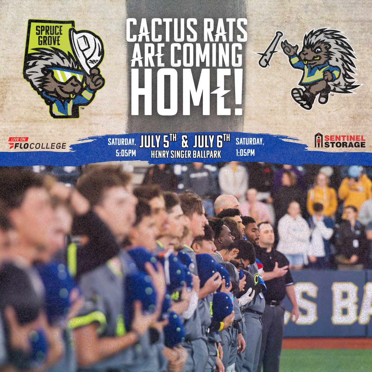Win some amazing prizes, get an exclusive look at some new merch, and be the first people to welcome the Cactus Rats home for our Homecoming Weekend July 5th and 6th against <a href="/mhmavericks/">Medicine Hat Mavericks</a>! 

Weekend tix here: energycitycactusrats.com/view-news/13/t…