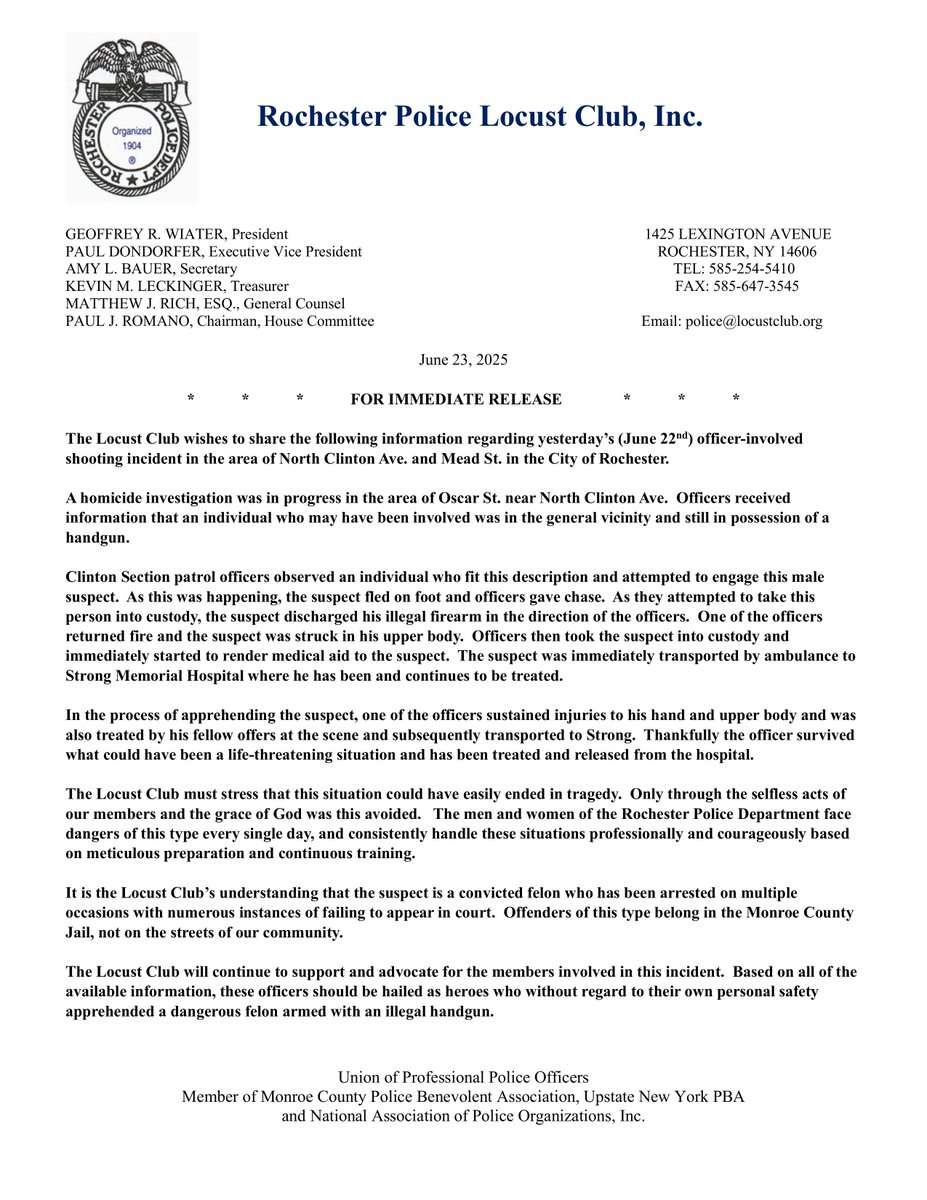 ROCLocustClub's tweet image. Locust Club press release regarding yesterday's incident on Mead St. Heroic actions by our members avoided tragedy.
@13WHAM @FoxRochester @News_8 @news10nbc @FoxNews @NEWSMAX @WHAM1180 @WYSL1040 @DandC @WXXINews @SPECNews1ROC @mcfw @BobLonsberry @ROCHNYCRIMEINFO