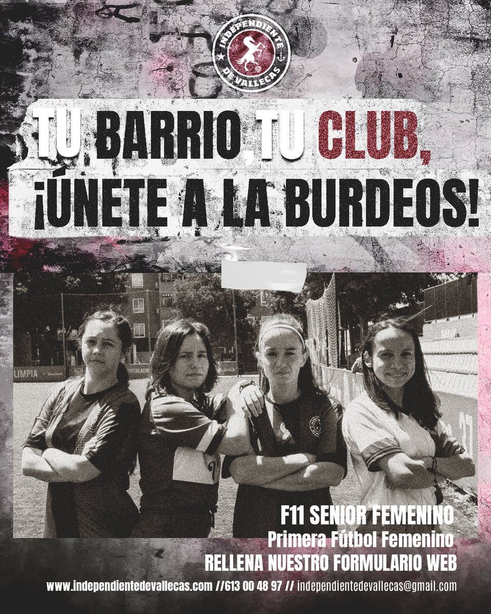 C.D. Independiente de Vallecas (@cdivallecas) on Twitter photo ¡ ░J░U░G░A░D░O░R░A░S░!
¿Te gusta el fútbol? Buscamos compañeras para nuestro equipo de fútbol 11! 🔥
Rellena nuestro formulario en independientedevallecas.com
Mail👇 independientedevallecas@gmail.com
O escríbenos 📲 al 613004897
Te esperamos! ⚽✊ 🇱🇻 ¡ ░J░U░G░A░D░O░R░A░S░!
¿Te gusta el fútbol? Buscamos compañeras para nuestro equipo de fútbol 11! 🔥
Rellena nuestro formulario en independientedevallecas.com
Mail👇 independientedevallecas@gmail.com
O escríbenos 📲 al 613004897
Te esperamos! ⚽✊ 🇱🇻
