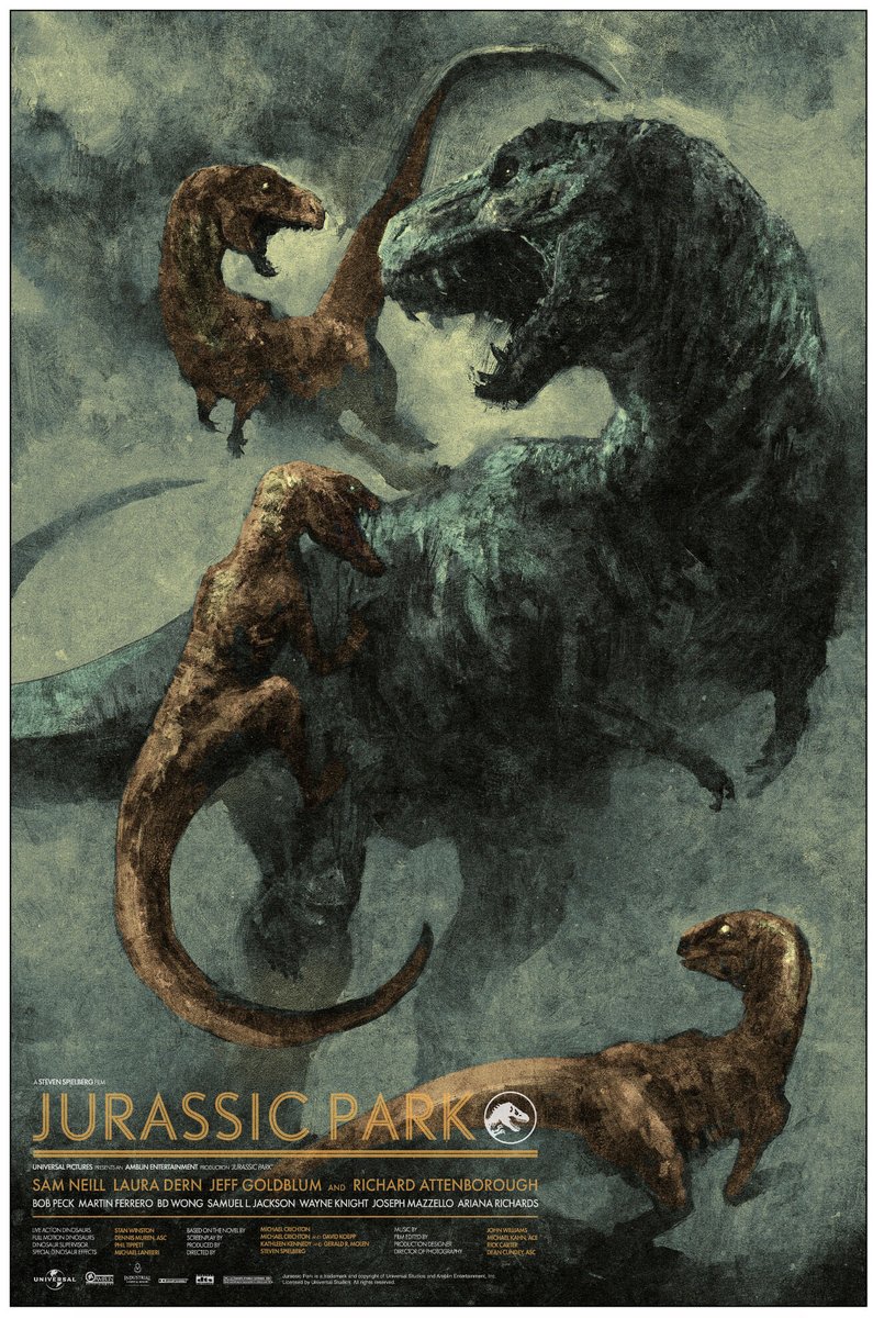 Great poster for Jurassic Park by Karl Fitzgerald 

#JurassicPark