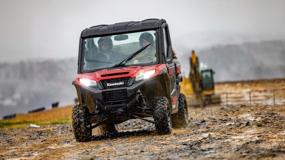 When you have a fully enclosed cab workhorse like the #RIDGE in your stable, your to-do list can always get done even when the summer showers come pouring down. 🌧️ #PeakPremiumPerformance #GoodTimes #Kawasaki