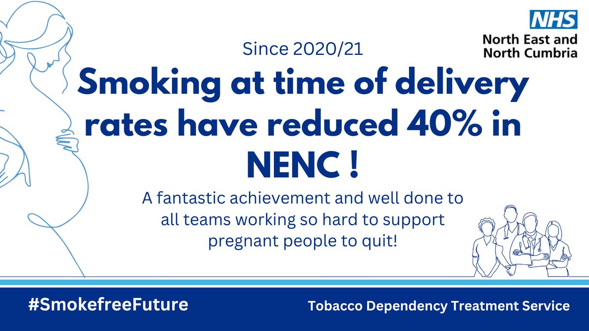 A 40% drop in #smoking at delivery across North East &amp; North Cumbria!
Thanks to the dedication of #maternity teams in <a href="/NENC_NHS/">North East and North Cumbria NHS</a> Trusts, more babies are getting the best start in life. #SmokefreeFuture #SATOD #tobacco