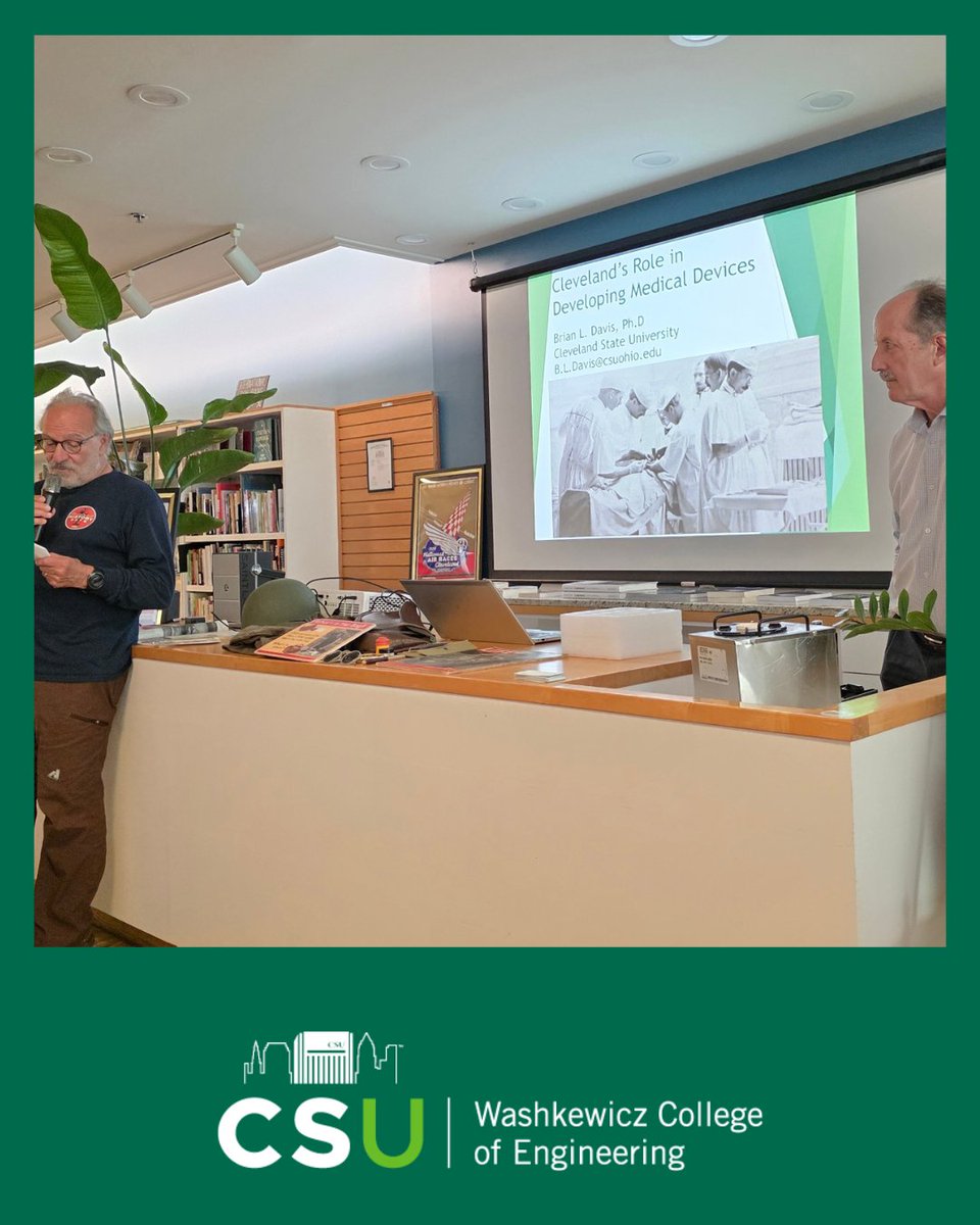 As part of the Cleveland History Days, Dr. Brian Davis, Associate Dean of Research and Graduate Studies at the Washkewicz College of Engineering, presented “Cleveland’s Role in Developing Medical Devices” at the Browsing Room Bookstore in downtown Cleveland on Sunday June 22.