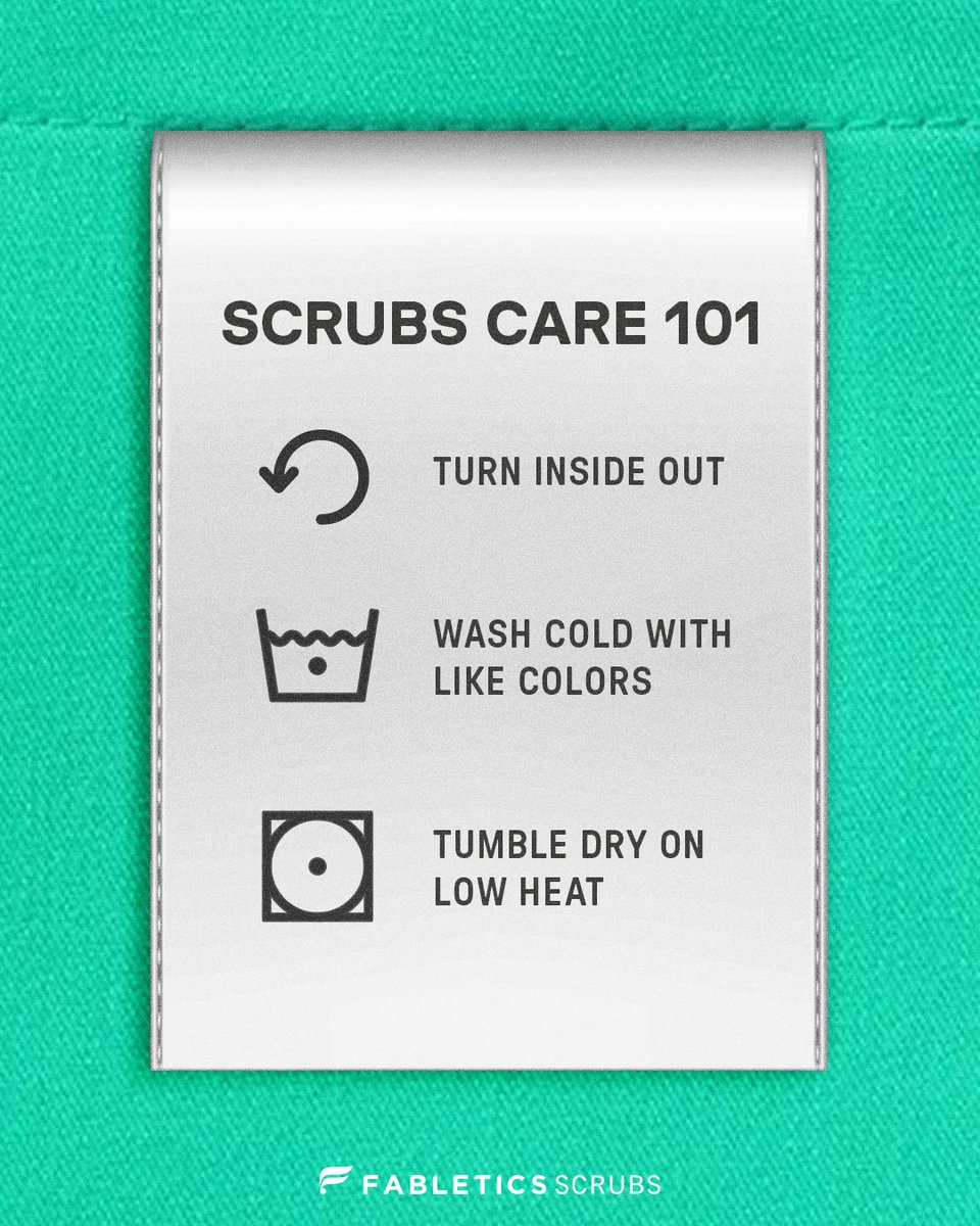 you care for everyone else—don’t forget your scrubs too: 
1️⃣ place inside out
2️⃣ cold wash
3️⃣ low dry