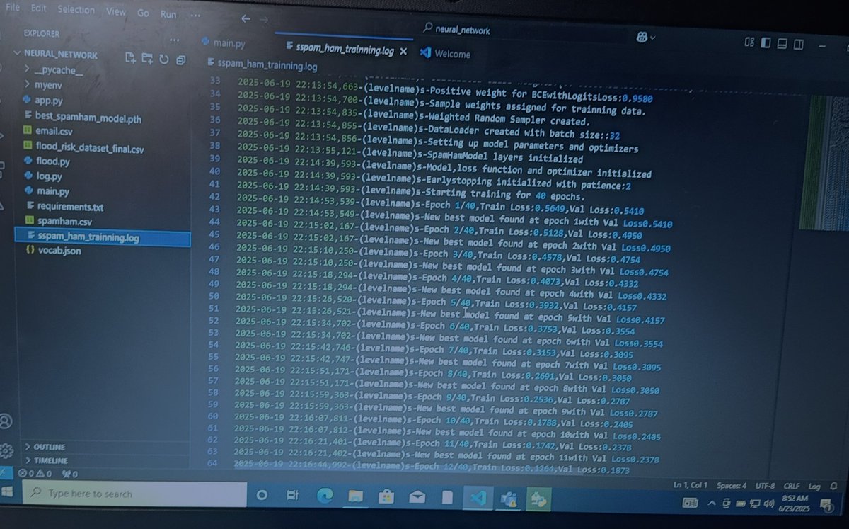 OpeyemiBolatit1's tweet image. After my screen gave up on me Sunday evening, I&apos;m finally back doing what I love ,full logging on my spam ham model. 
#SpamDetection #MachineLearning #NLP
#buildinginpublic
#Python