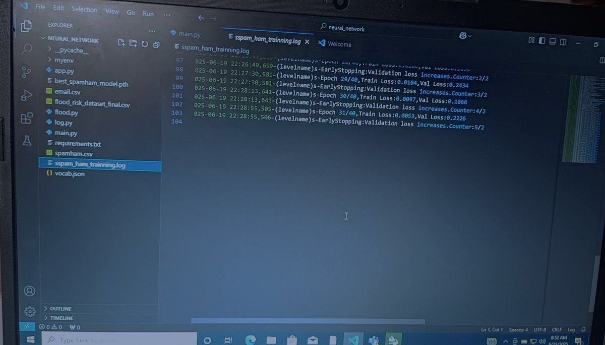 OpeyemiBolatit1's tweet image. After my screen gave up on me Sunday evening, I&apos;m finally back doing what I love ,full logging on my spam ham model. 
#SpamDetection #MachineLearning #NLP
#buildinginpublic
#Python