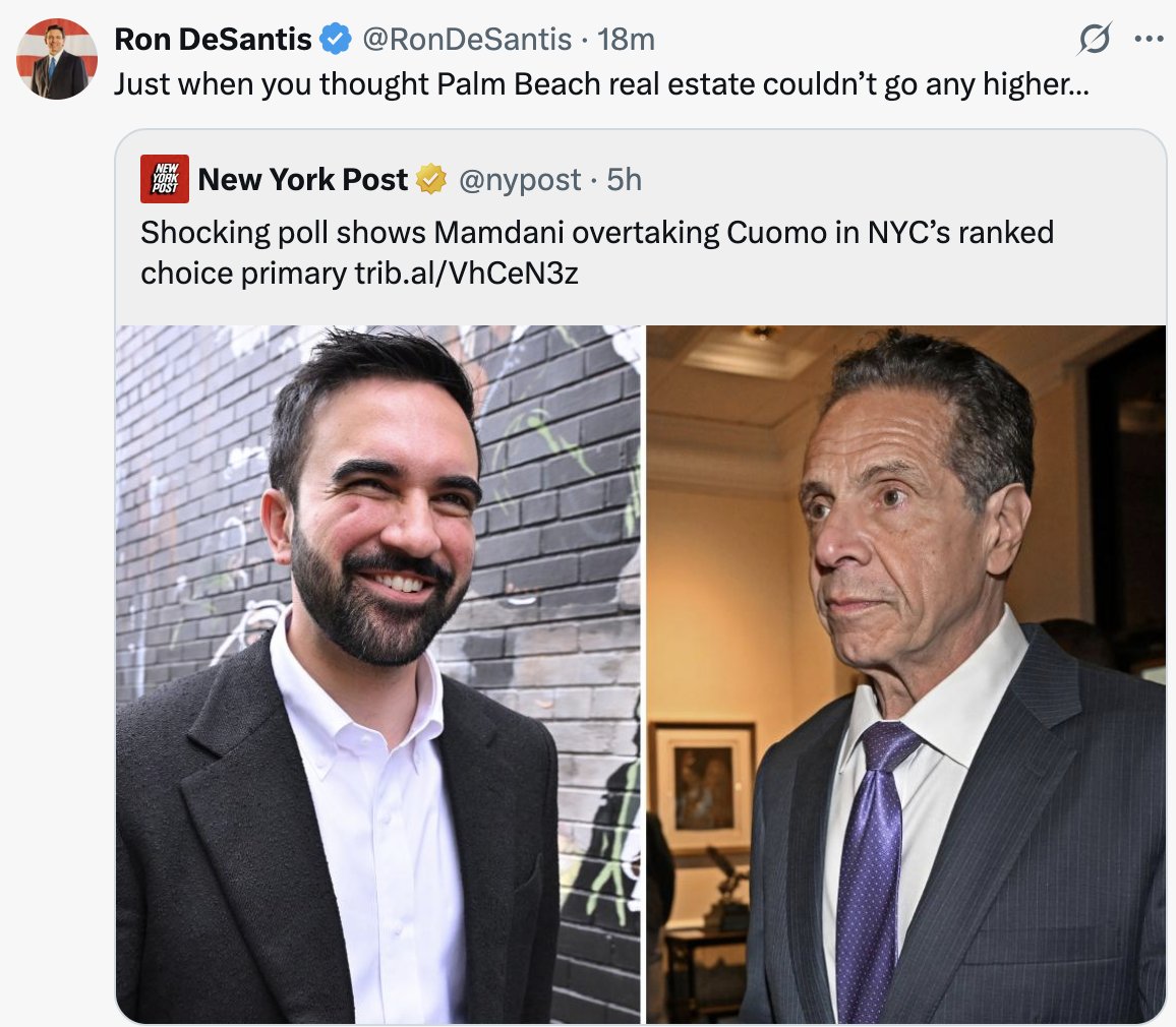 Governor DeSantis is spot on.

If either of these two guys win, NYC is dead.

Both are communists, one is more radical than the other.