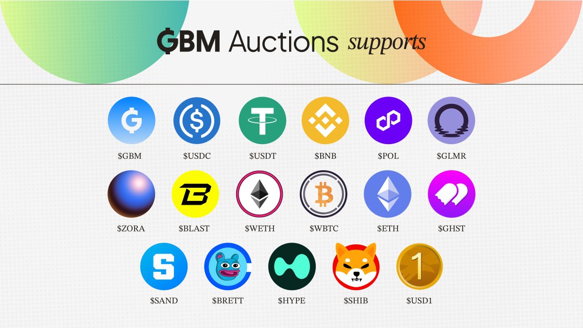 The GBM Protocol will support a wide range of cryptocurrencies on multiple chains - from memecoins to stablecoins and everything in between.

In true decentralised style, you'll be able to vote on which chains and currencies you want to add.

At launch, you'll be able to set up