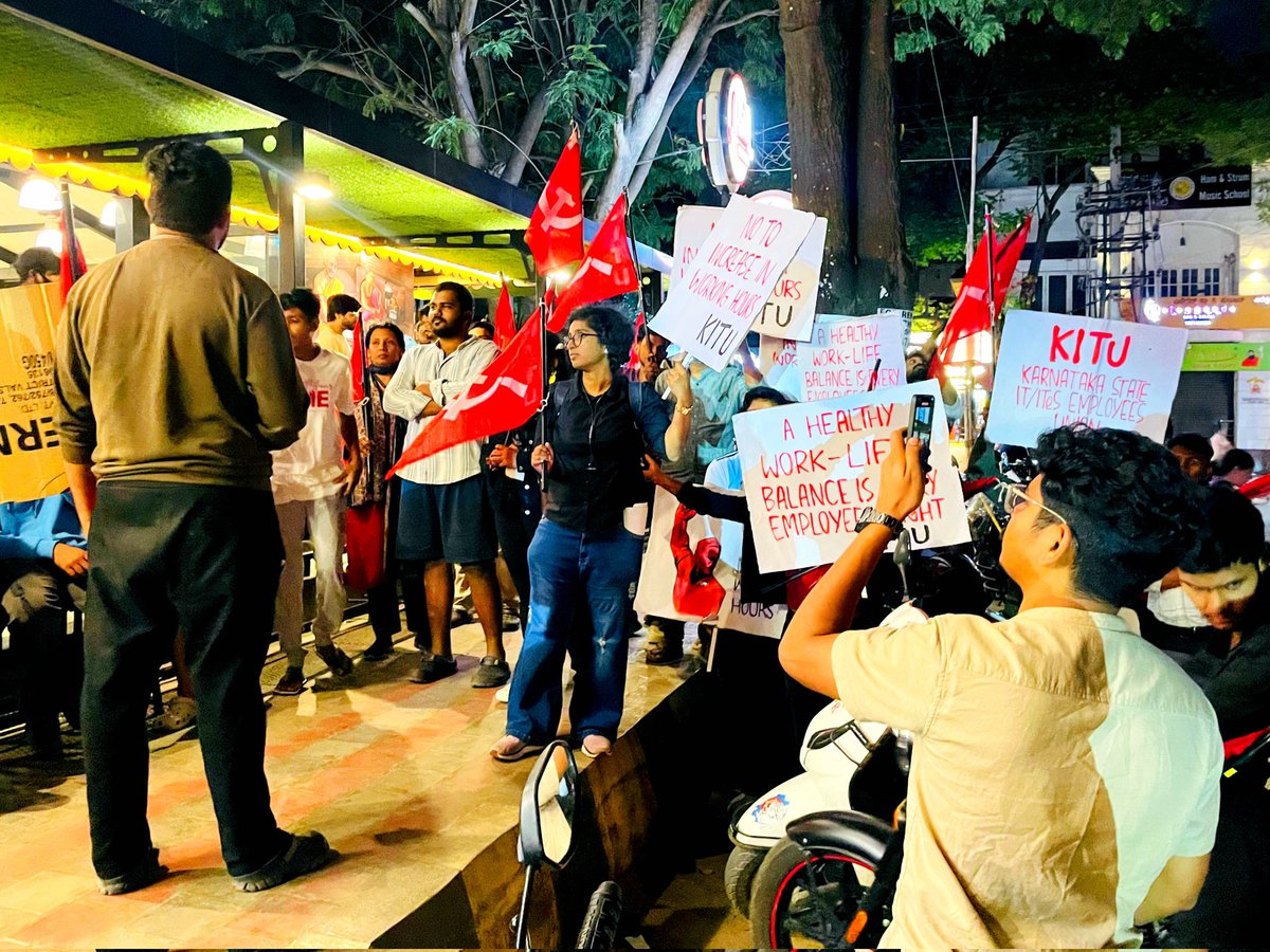 kitu_hq's tweet image. Resist #12hrWorkDay : KITU Campaign at Kundalahalli
IT employees are preparing for an effective resistance under the banner of Karnataka State IT/ITeS Employees Union (KITU) against karnataka govt.'s move to increase working hours.