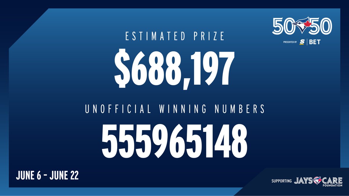 Congratulations to our latest life-changing jackpot winner, Randy from Toronto! 👏

Unofficial winning numbers below. 🔽

Thank you for the incredible support, <a href="/BlueJays/">Toronto Blue Jays</a> fans!
