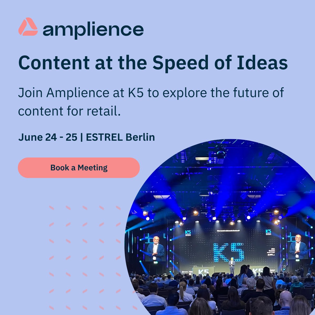 Slow, disconnected content workflows? Amplience is changing that.

Meet us at #K5 to see how our Headless CMS, DAM &amp; AI tools connect the content supply chain for faster launches &amp; better personalization.

June 24–25 – message us to chat.

#Ecommerce #GenAI #ContentFactory