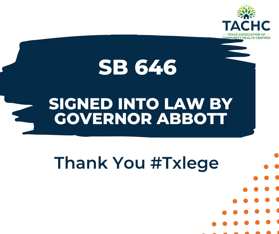 TexasCHCs's tweet image. 🎉 Great news for mental health workforce development!
TX SB 646 — supporting education loan repayment for mental health professionals — has been signed into law by Governor Abbott.
👏 A big thank you to @TXLege, @GregAbbott_TX , @SenRoyceWest , and @AichaForTexas for…
