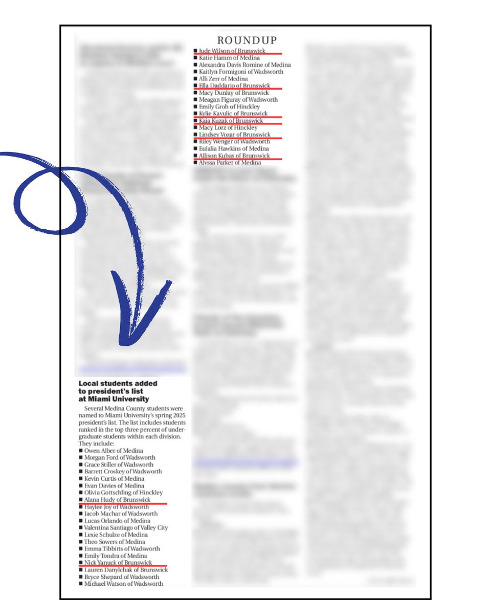 Congrats to the <a href="/BCSDBrunswickHS/">Brunswick High School</a> alumni who were named to the President’s List at Miami University!  We are so proud of you!  Keep up the great work!  For more information, check out Friday’s <a href="/MedinaGazette/">The Gazette</a>. #BrunswickPRIDE #JourneyOfABlueDevil

ow.ly/MyEQ50WeChR