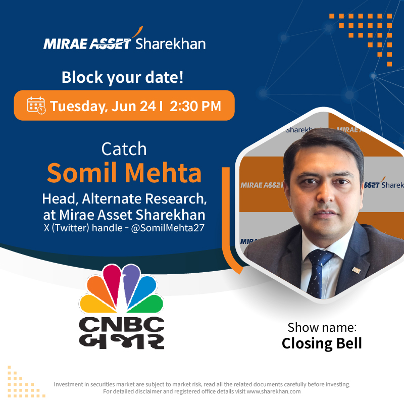 Gain valuable market insights from Mr. SomilMehta27 Mehta Head, Alternate Research, at Mirae Asset Sharekhan, on TV Today Gain valuable market insights from Mr. SomilMehta27 Mehta Head, Alternate Research, at Mirae Asset Sharekhan, on TV Today