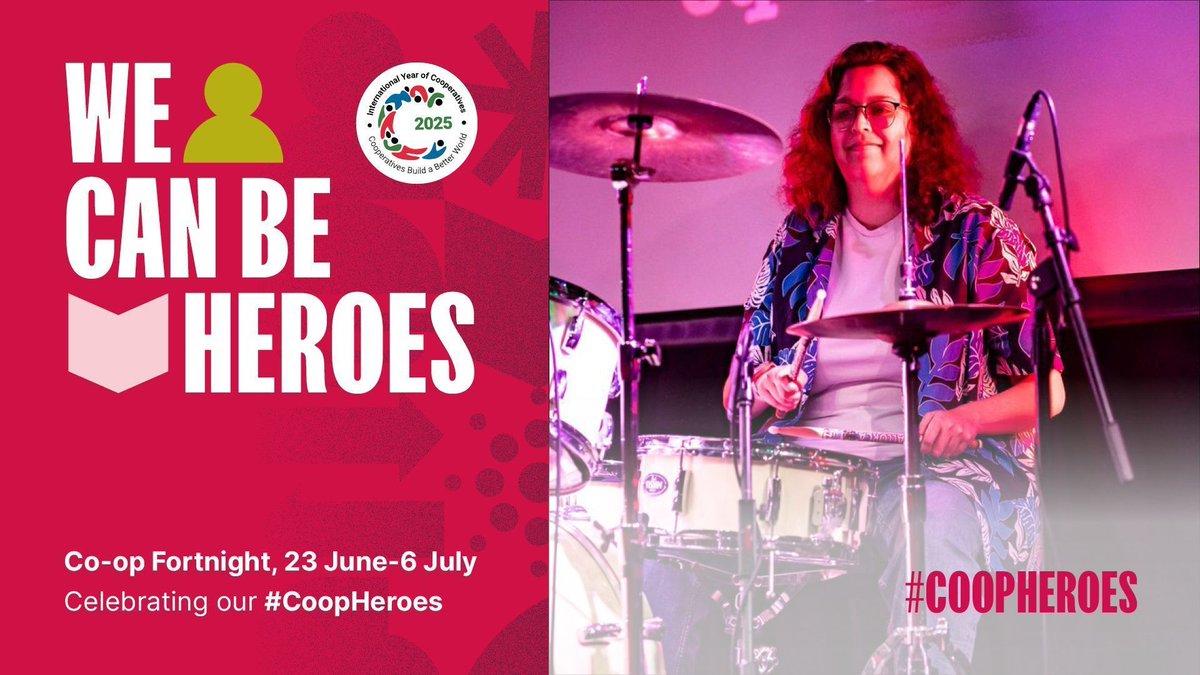 🥁 BA DUM TSS 🥁 A life transformed through music! The first of our #CoopHeroes is Ria Robinson – a drummer, music teacher and proud member of <a href="/TheForum_Music/">The Forum Music Studios</a> in Darlington – a community-owned gig venue and much-loved local hub using music to enrich lives.

🎶 Ria’s life was