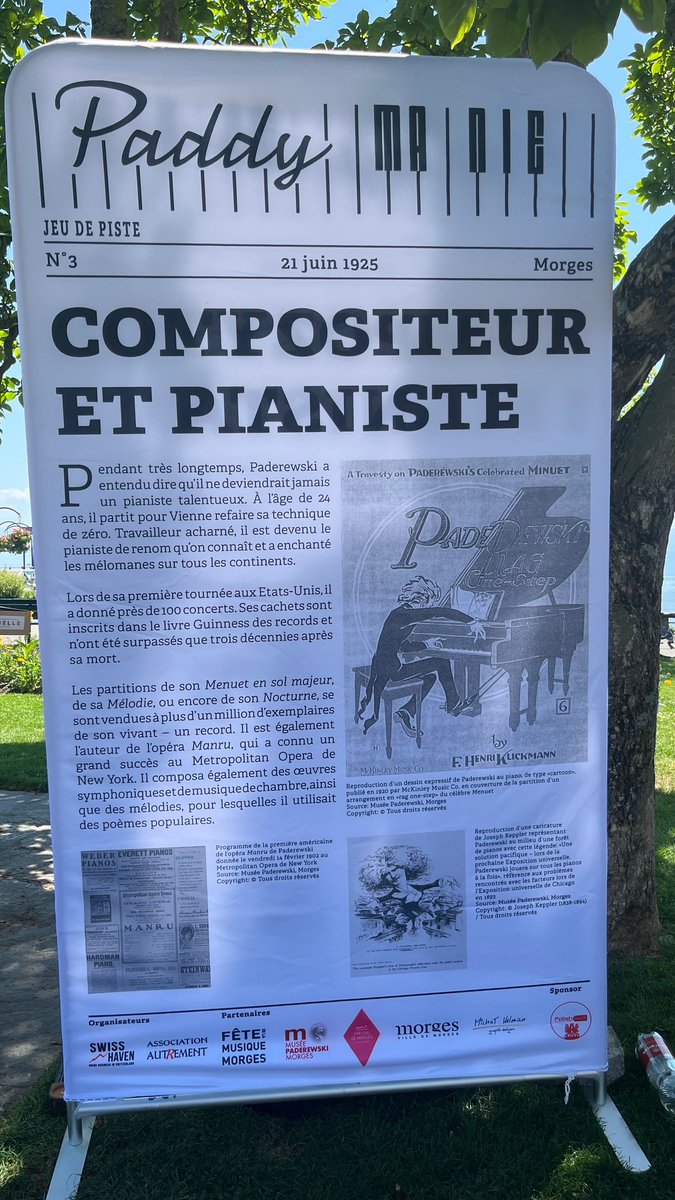 Igancy Jan Paderewski legacy lives on in #Morges, where he spent +40 years. 1st ever urban game devoted to Paderewski took place as part of the Music Festival. Participants had the opportunity to discover Paderewski as a politician, composer, superstar, traveller &amp; neighbour.