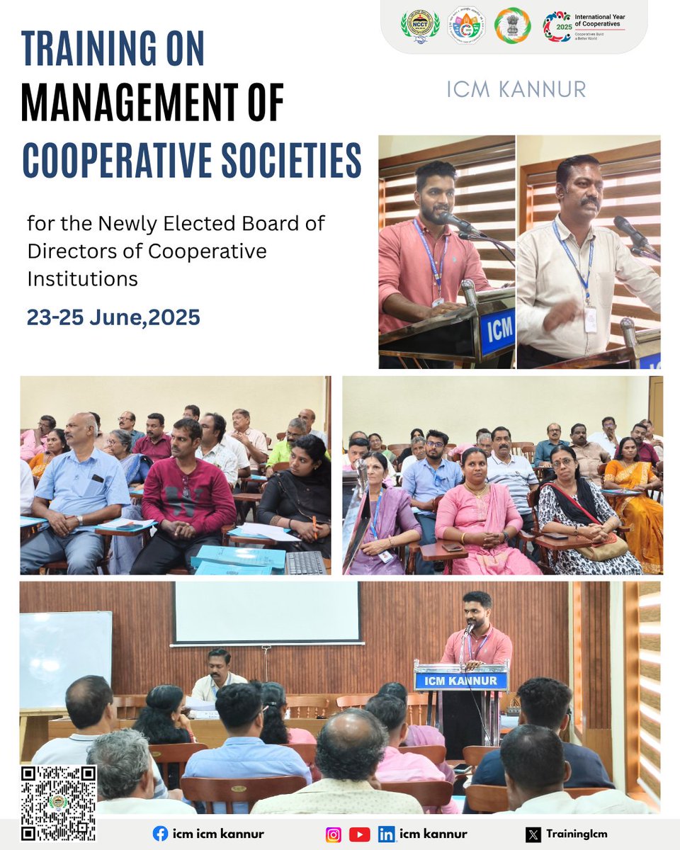 TrainingIcm's tweet image. Programme on Management of Cooperative Societies for the Newly Elected Board of Directors of Cooperative Institutions inaugurated at ICM Kannur. 

#ICMKannur #CooperativeGovernance #ManagementTraining #BoardOfDirectors #IYC2025