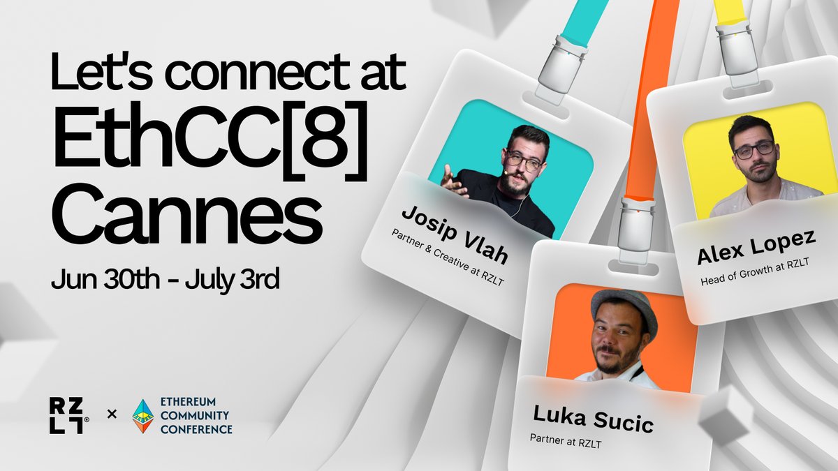 The triple C!

Cannes. Croissants. Crypto.🥐

<a href="/alexpickr/">alex</a>, <a href="/Beler/">LukaSkywalker</a>, and <a href="/josip_vlah1/">Josip Vlah | RZLT</a> will be at <a href="/EthCC/">EthCC - Ethereum Community Conference</a>  from June 30–July 3.

If you're building, investing, or just vibing, let’s connect!

DMs open.