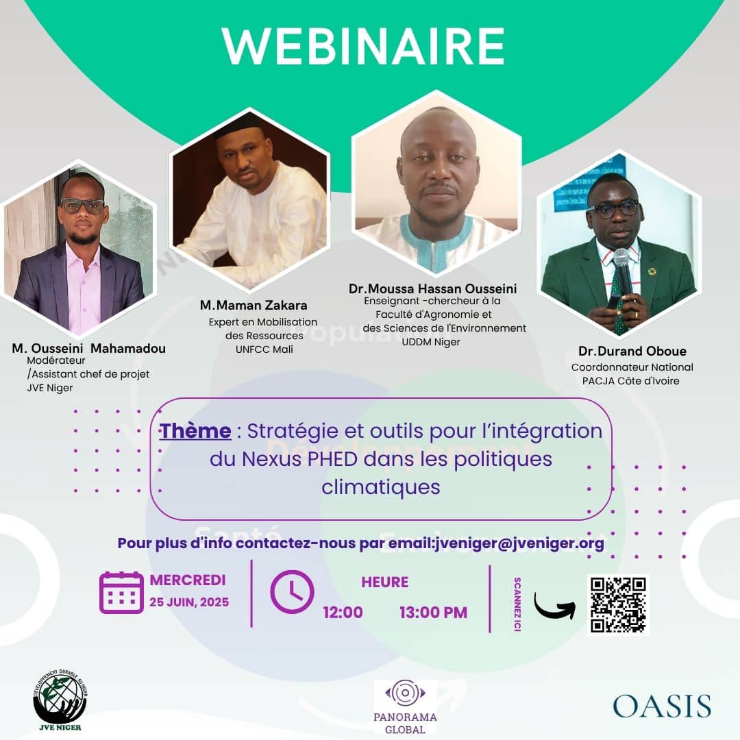 JVE NIGER (@nigerjve) on Twitter photo 📢INVITATION 📢
HELLO,
Vous êtes invités au deuxième webinaire sur le Nexus PHED ce mercredi 25 juin 2025 de 12h à 13h.
Lien Google Meet:meet.google.com/ktd-nbxo-rch
<a href="/OASISSahel/">OASIS-Organizing to Advance Solutions in the Sahel</a> <a href="/saniayoub/">Sani Ayouba</a> <a href="/rjncc_niger/">RJNCC -NIGER</a> 📢INVITATION 📢
HELLO,
Vous êtes invités au deuxième webinaire sur le Nexus PHED ce mercredi 25 juin 2025 de 12h à 13h.
Lien Google Meet:meet.google.com/ktd-nbxo-rch
<a href="/OASISSahel/">OASIS-Organizing to Advance Solutions in the Sahel</a> <a href="/saniayoub/">Sani Ayouba</a> <a href="/rjncc_niger/">RJNCC -NIGER</a>