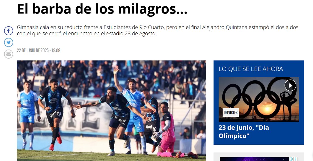 Hay que traer al Montecristo que juega de 9 en Gimnasia de Jujuy, Alejandro Quintana, grandote, aguanta bien la pelota, no es Salas, pero nos vendría bastante bien para el estilo de Gustavo, trajeron al NN der Forneris, no perdes nada trayendo al barbudo este.