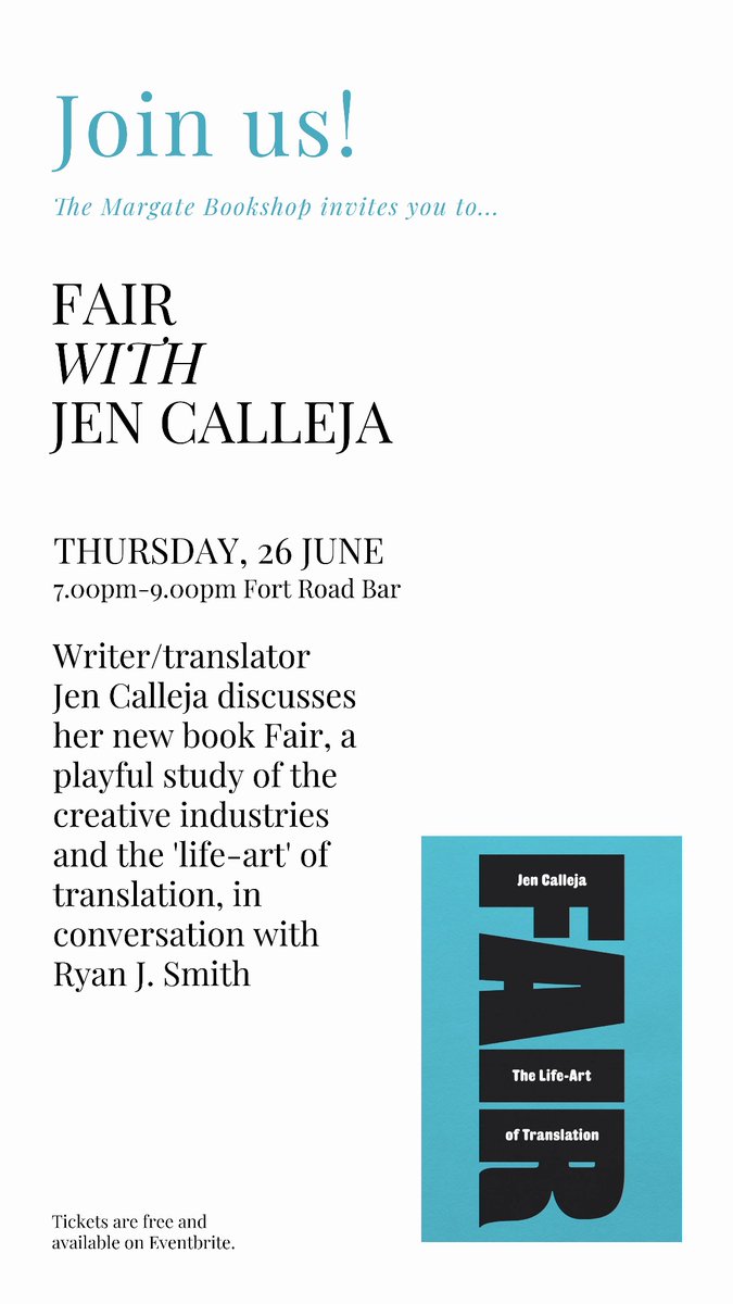 niewview's tweet image. Nottingham! Margate!
Final two events of the FAIR spring tour, tomorrow at Five Leaves Bookshop in Nottingham with Olivia Hellewell, and this Thursday in Margate for the Margate Bookshop at the Fort Road Hotel Bar. See you there!